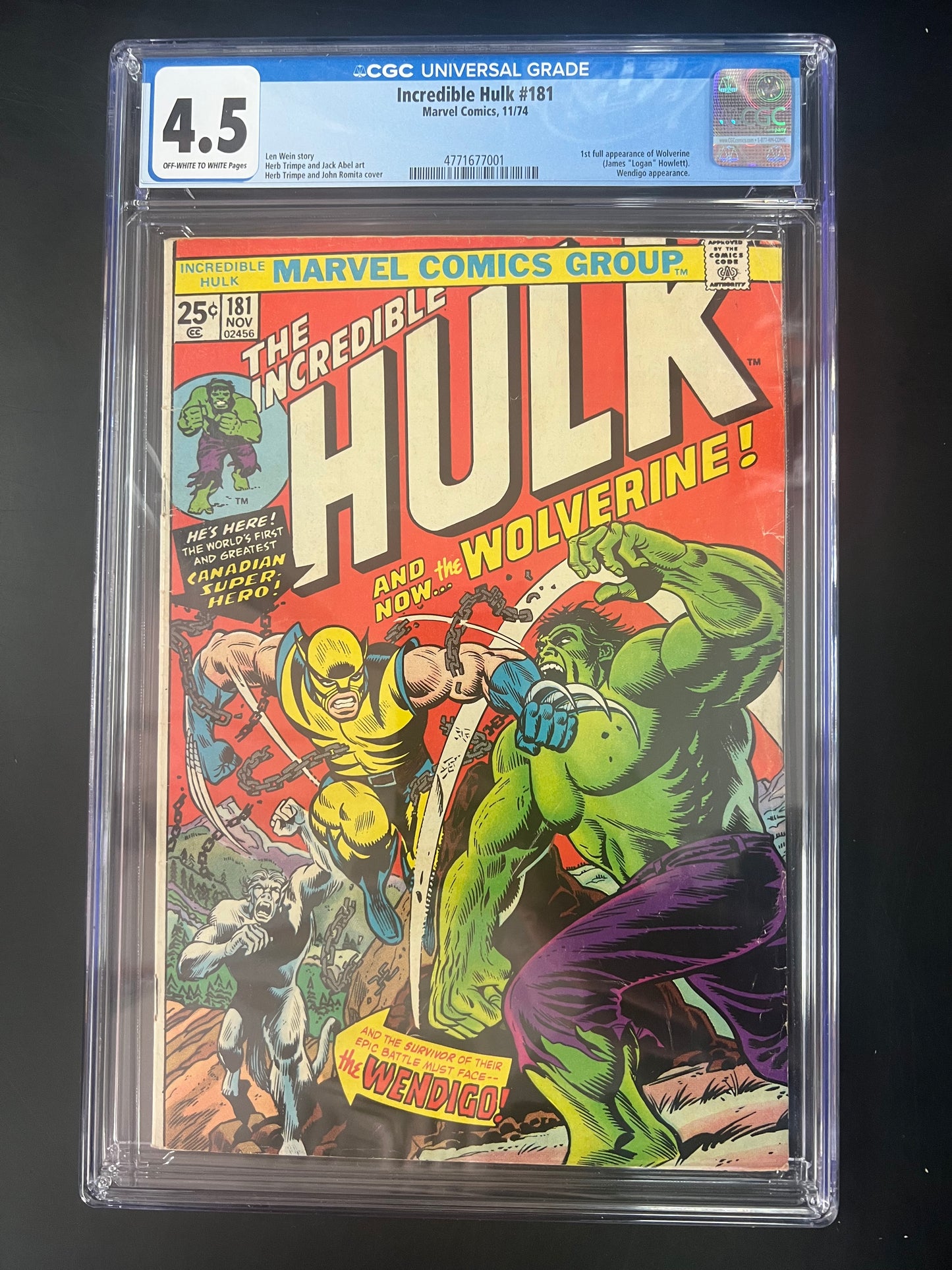 Incredible Hulk 181 CGC 4.5