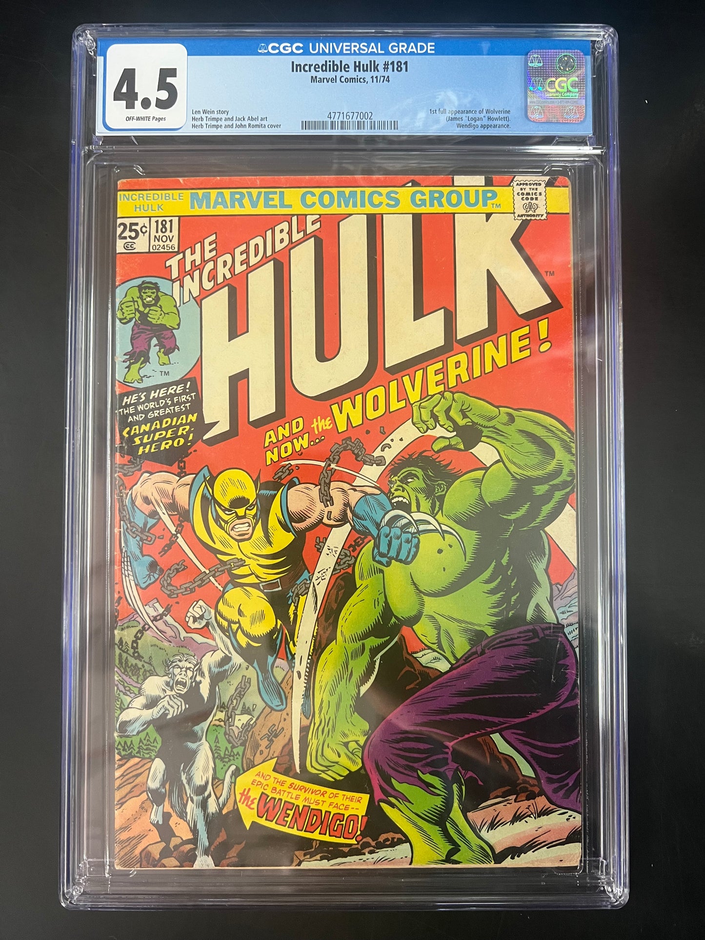 Incredible Hulk 181 CGC 4.5