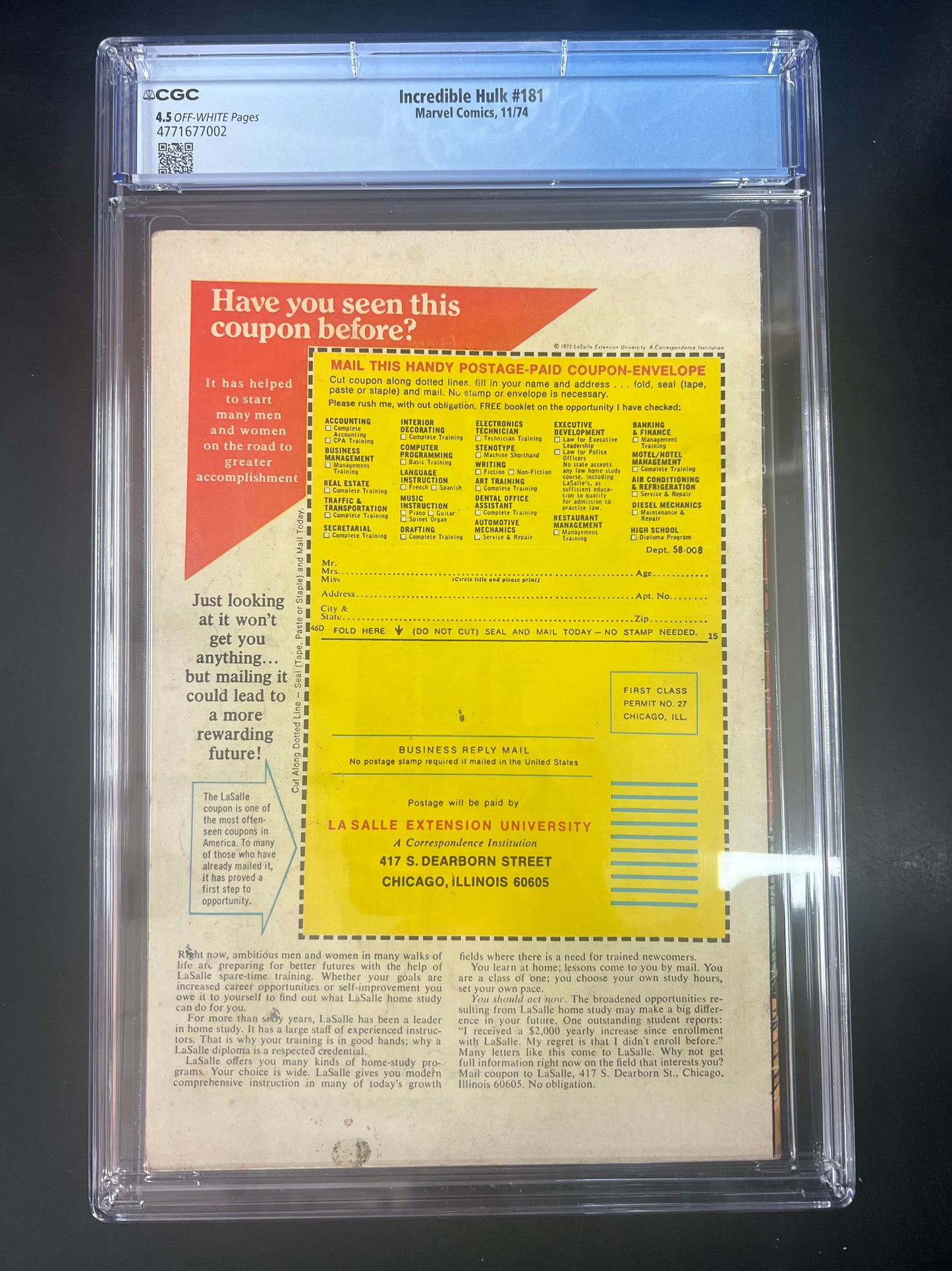 Incredible Hulk 181 CGC 4.5